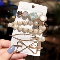 Fashion Wild Geometric Metal Pearl Set Girl Hairpin Bangs Clip Hair Accessories Wholesale Nihaojewelry sku image 10