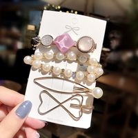 Fashion Wild Geometric Metal Pearl Set Girl Hairpin Bangs Clip Hair Accessories Wholesale Nihaojewelry sku image 11