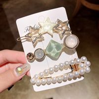 Korean Fashion Crystal Pearl Hair Clip Set Hair Card Headdress Sweet Girl Hair Accessory Wholesale Nihaojewelry sku image 4