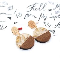 Fashion Jewelry Original Simple Earrings Resin Wood Stitching Earrings Wholesale Nihaojewelry sku image 2