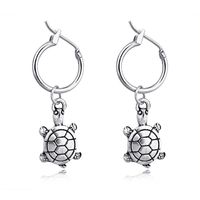 Best Seller In Europe And America Cute Personality Three-dimensional Turtle Pendant Ear Ring Vintage Ancient Silver Animal Earring Ear Clip Female sku image 1
