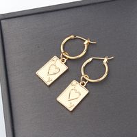 New Trend Creative Jewelry Unique Alloy Earrings Lucky Card Pendant Ear Ring Wholesale Nihaojewelry sku image 1