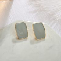 925 Silver Retro Needle Morandi Glazed Earrings Short Geometric Square Earrings Wholesale Nihaojewelry sku image 4