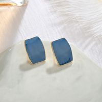 925 Silver Retro Needle Morandi Glazed Earrings Short Geometric Square Earrings Wholesale Nihaojewelry sku image 6