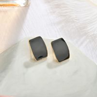 925 Silver Retro Needle Morandi Glazed Earrings Short Geometric Square Earrings Wholesale Nihaojewelry sku image 3