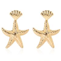 Lady Fashion Ethnic Style Starfish Plating Inlaid Shell Alloy No Inlaid Earrings sku image 1