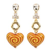 Retro Simple Small Earrings Resin Love Heart-shaped Earrings Wholesale Nihaojewelry sku image 1