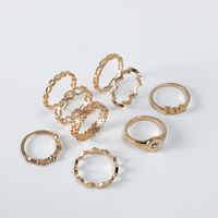 Korea Fashion Metal Diamond Ring Simple Retro Hollow Love Geometry 9 Piece Set Wholesale Nihaojewelry sku image 1