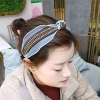 Korean Fashion High-end Root Yarn Chain Knotted Headband Simple Wide-edge Mesh Yarn Hairpin High-end Lace Ribbon Headband Wholesale Nihaojewelry main image 3