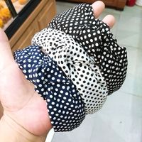 Korean Fashion New Polka Dot Knotted Headband Wide-edged High-end Knotted Headband Cloth Simple Wash Face Cross Hair Band Wholesale Nihaojewelry main image 3