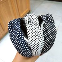 Korean Fashion New Polka Dot Knotted Headband Wide-edged High-end Knotted Headband Cloth Simple Wash Face Cross Hair Band Wholesale Nihaojewelry main image 5