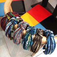 Korean Fashion Autumn And Winter New Mixed Color Wool Knotted Headband Wide-edge Color Strip Hair Accessories Wholesale Nihaojewelry main image 2