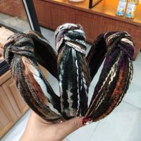 Korean Fashion Autumn And Winter New Mixed Color Wool Knotted Headband Wide-edge Color Strip Hair Accessories Wholesale Nihaojewelry main image 3