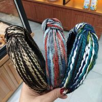 Korean Fashion Autumn And Winter New Mixed Color Wool Knotted Headband Wide-edge Color Strip Hair Accessories Wholesale Nihaojewelry main image 5