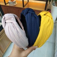 Korean Fashion Wide-brimmed Pleated Knot Headband High-end Solid Color Fabric Pressure Hairpin Explosion Headband Ladies Wholesale Nihaojewelry main image 4