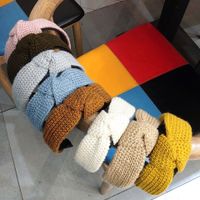 Koreanische Herbst Und Winter Neue Gestrickte Wolle Geknotete Stirnband Breite Kante Einfarbige Einfache Haarschmuck Mode All-match Stirnband Damen main image 1