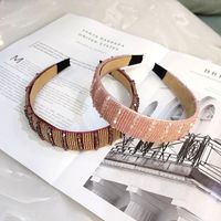 Korean Fashion Wide-brimmed Hand-woven Crystal Hair Band High-end Luxury Fashion Hairpin Boutique Pressure Headband Female Hair Accessories Wholesale Nihaojewelry main image 3