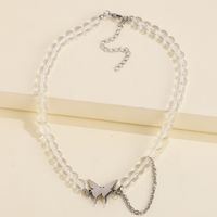 Korean Harajuku Style Fashion Butterfly Transparent Crystal Necklace Wild Neck Chain Wholesale Nihaojewelry main image 2
