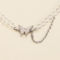 Korean Harajuku Style Fashion Butterfly Transparent Crystal Necklace Wild Neck Chain Wholesale Nihaojewelry main image 5