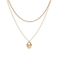 New Alloy Necklace Simple Fashion Golden Heart-shaped Clavicle Necklace Two-piece Wholesale Nihaojewelry main image 2