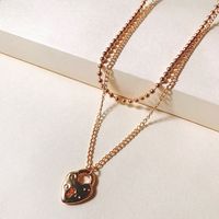 New Alloy Necklace Simple Fashion Golden Heart-shaped Clavicle Necklace Two-piece Wholesale Nihaojewelry main image 3