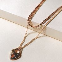 New Alloy Necklace Simple Fashion Golden Heart-shaped Clavicle Necklace Two-piece Wholesale Nihaojewelry main image 5