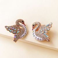New Product Creative Full Diamond Swan Earrings New Animal Earrings Wholesale Nihaojewelry main image 1