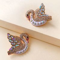 New Product Creative Full Diamond Swan Earrings New Animal Earrings Wholesale Nihaojewelry main image 3