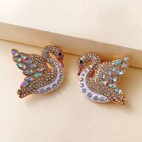 New Product Creative Full Diamond Swan Earrings New Animal Earrings Wholesale Nihaojewelry main image 4