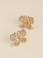 Korea New Hollow Inlaid Rhinestone Butterfly Temperament Earrings Super Fairy Wholesale Nihaojewelry main image 3