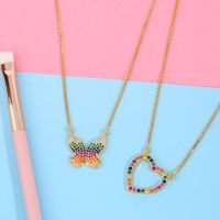 Necklace New Accessories Simple Butterfly Pendant Necklace Peach Heart Love Necklace Wholesale Nihaojewelry main image 6