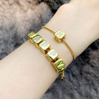 Fashion Letter Copper 18k Gold Plated Artificial Gemstones Bracelets In Bulk main image 1