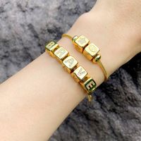 Fashion Letter Copper 18k Gold Plated Artificial Gemstones Bracelets In Bulk main image 3
