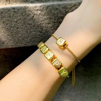 Fashion Letter Copper 18k Gold Plated Artificial Gemstones Bracelets In Bulk main image 4
