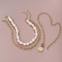 Hot Creative Relief Avatar Pendant Pearl Necklace Creative Multi-layer Necklace Suit Wholesale Nihaojewelry main image 4