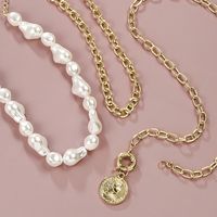 Hot Creative Relief Avatar Pendant Pearl Necklace Creative Multi-layer Necklace Suit Wholesale Nihaojewelry main image 5