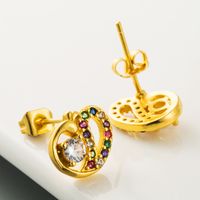 Hot Sale Geometric Heart-shaped Earrings Copper Micro-set Color Zircon Earrings Wholesale main image 3