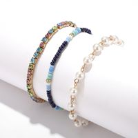 Bohemian National Wind Personality Beach Foot Jewelry Color Rice Beads Diamond Pearl Anklet 3 Piece Set Wholesale Nihaojewelry main image 4