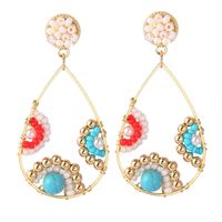 Bohemian Hand-woven Water Drop Rice Beads Earrings Geometric Earrings Jewelry Wholesale Nihaojewelry sku image 1