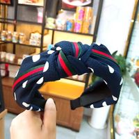 South Korea's New Wide-angle Wave Point Knotted Headband Striped Webbing Twisted Adult Hair Accessories Wholesale Nihaojewelry sku image 2