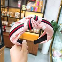 South Korea's New Wide-angle Wave Point Knotted Headband Striped Webbing Twisted Adult Hair Accessories Wholesale Nihaojewelry sku image 3