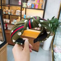 South Korea's New Wide-angle Wave Point Knotted Headband Striped Webbing Twisted Adult Hair Accessories Wholesale Nihaojewelry sku image 4