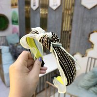 Cadena De Hilo De Raíz De Gama Alta De Moda Coreana Diadema Anudada Hilado De Malla De Borde Ancho Simple Horquilla De Alta Gama Cinta De Encaje Diadema Al Por Mayor Nihaojewelry sku image 3