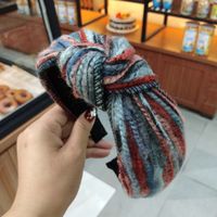 Korean Fashion Autumn And Winter New Mixed Color Wool Knotted Headband Wide-edge Color Strip Hair Accessories Wholesale Nihaojewelry sku image 3