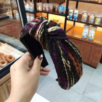 Korean Fashion Autumn And Winter New Mixed Color Wool Knotted Headband Wide-edge Color Strip Hair Accessories Wholesale Nihaojewelry sku image 9