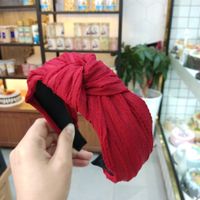 Korean Fashion Wide-brimmed Pleated Knot Headband High-end Solid Color Fabric Pressure Hairpin Explosion Headband Ladies Wholesale Nihaojewelry sku image 3