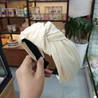 Korean Fashion Wide-brimmed Pleated Knot Headband High-end Solid Color Fabric Pressure Hairpin Explosion Headband Ladies Wholesale Nihaojewelry sku image 6