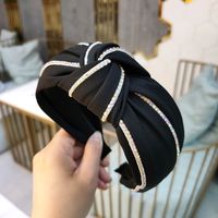 Korean High-end Color Rhinestone Knotted Headband Wide-brimmed Simple Fabric Exquisite Hairpin Fashion Pressure Headband Wholesale Nihaojewelry sku image 3