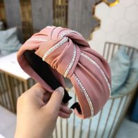 Korean High-end Color Rhinestone Knotted Headband Wide-brimmed Simple Fabric Exquisite Hairpin Fashion Pressure Headband Wholesale Nihaojewelry sku image 4
