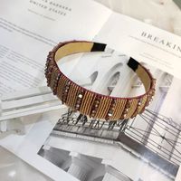 Korean Fashion Wide-brimmed Hand-woven Crystal Hair Band High-end Luxury Fashion Hairpin Boutique Pressure Headband Female Hair Accessories Wholesale Nihaojewelry sku image 4